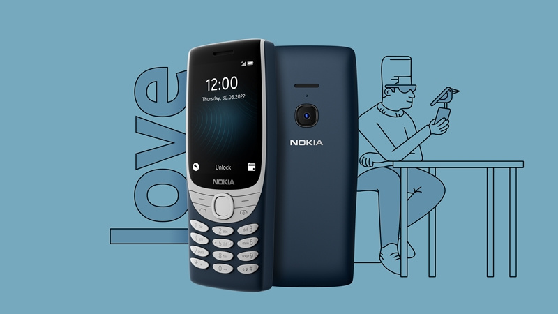 經典重生的 Nokia 8210 4G 復刻版，今年共推出沙金、藍與紅三種顏色。（圖翻攝Nokia官網）