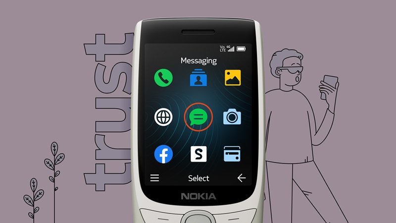 經典重生的 Nokia 8210 4G 復刻版，今年共推出沙金、藍與紅三種顏色。（圖翻攝Nokia官網）