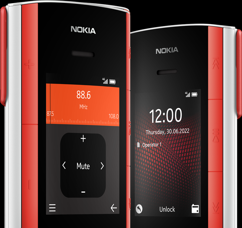 Nokia 5710 XpressAudio 4G版，為全球第一款把真無線藍牙耳機整副內建於功能型手機創舉之作。（圖翻攝Nokia官網）