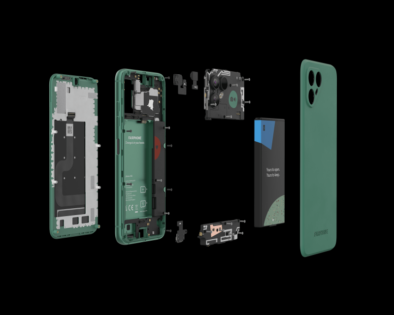 Fairphone 獨特零件模組化設計，創高5年手機使用年限。即日起獨家於遠傳預售與開賣。（圖皇鋒通訊提供）