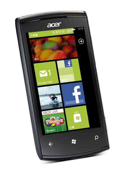宏碁首款 Windows Phone 7.5 智慧型手機 Acer Allegro 11/30 開賣