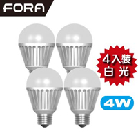 FORA 4W LED 節能燈泡(4 入超值組-白光)