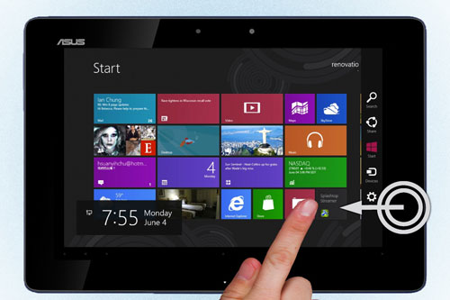Win8 Metro Testbed–powered by Splashtop 向左滑動查看 Charm 選單