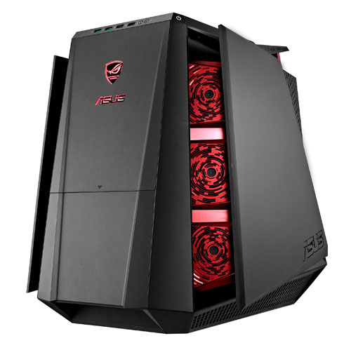 華碩至尊玩家機種 ROG TYTAN CG8890 超頻時會向外開闔變形,露出強而有力的紅色風扇,以排出熱空氣並將冷空氣導入系統內