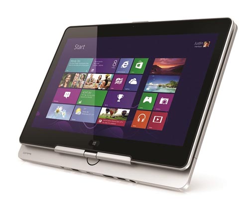 HP EliteBook Revolve 810 螢幕可旋轉式觸控筆電,搭載最新 Windows 8  作業系統,可輕鬆折疊變成平板電腦!
