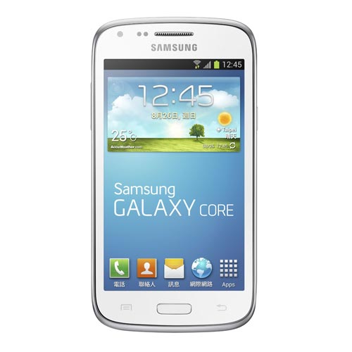 Samsung GALAXY CORE 百搭機預計於八月上旬在全台各大通路販售單機建議售價 NT$ 8,900 元