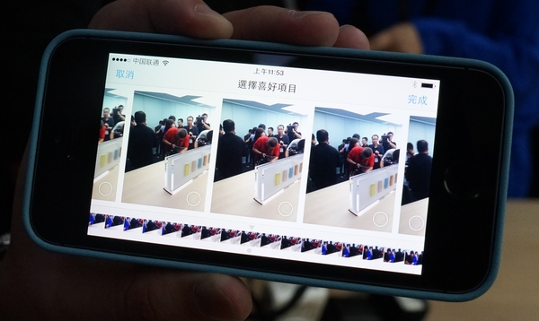 iPhone 5s連拍每秒十張,手機會自動推薦一張最佳照片,用戶也可自行從中挑選。