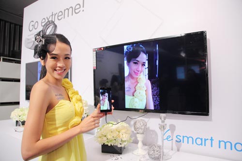 購買 ALCATEL onetouch idol X,加價選購 wifi HDMI Dongle (無線畫面分享器),透過 WIFI HDMI Dongle 傳輸可將照片或影片同步至電視螢幕上。