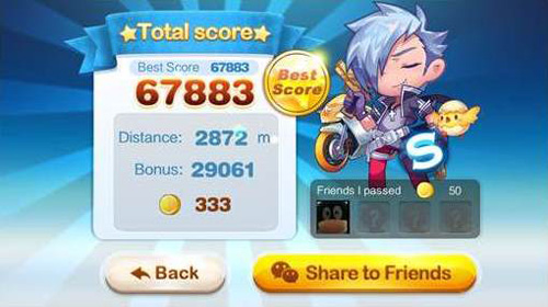 全新《GunZ Dash》app 社群遊戲可與通訊錄中所有 WeChat 好友進行排名比賽,當玩家創下個人最新紀錄,可即時在好友個人、群組對話窗中、或個人 WeChat 朋友圈上邀請好友們來挑戰!