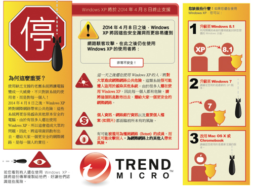 Windows XP 即將終止支援 趨勢科技呼籲用戶儘快升級