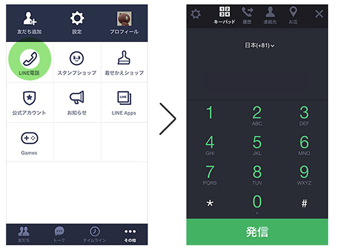 可在 APP 裡直接撥打電話,畫面擷取自日本 LINE 官方網站