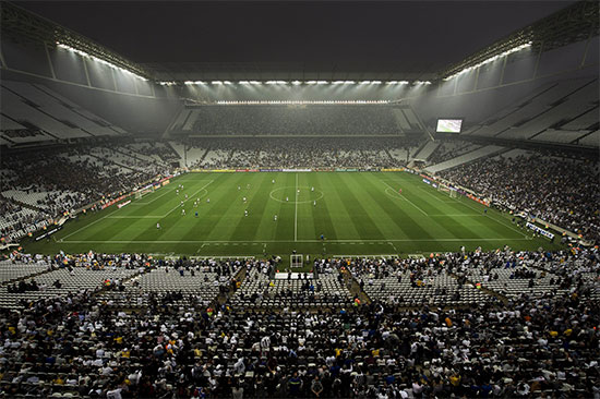 將成為世界杯比賽場地之一的聖保羅足球場（The Arena de Sao Paulo），圖片來源：法新社 