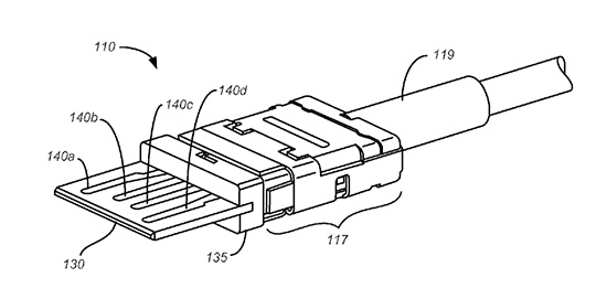 雙面 USB 街頭的詳細圖,圖片來源:USPTO