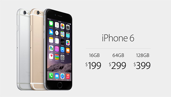 三個規格的 iPhone 6 建議售價