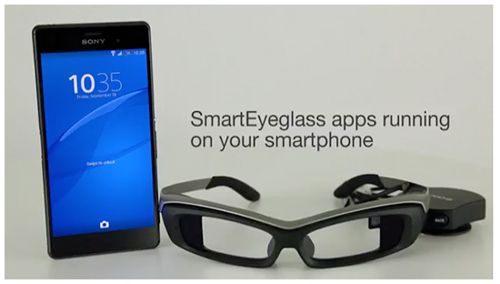 SmartEyeglass 可跟智慧手機連接擁有更多功能