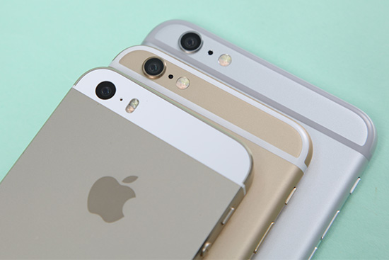 iPhone 5S(上)、iPhone 6(中)、iPhone 6 Plus(下)後主鏡頭比較