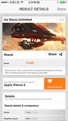 iPhone 6 3DMark 成績