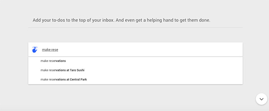 可以在電子郵件裡頭設定待辦事項，畫面擷取自 Google 官方網站