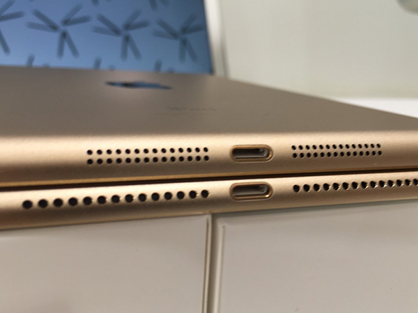 iPad Mini 3 （上）跟 iPad Air 2（ 下）的散熱設計不同，看來上面 iPad Mini 3 的散熱仍然大多要靠散熱孔來做