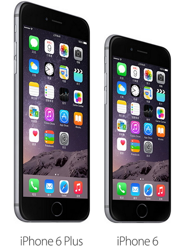 iPhone 6 Plus 螢幕大小為5.5吋,iPhone 6 為4.7吋。(官網)
