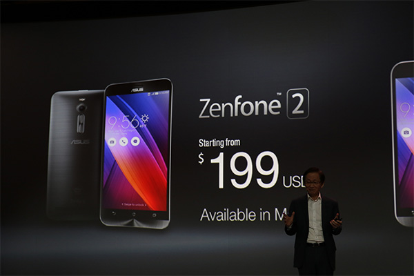 ZenFone 2 建議售價為 199 美元(約合新台幣 6300 元),將於三月上市。