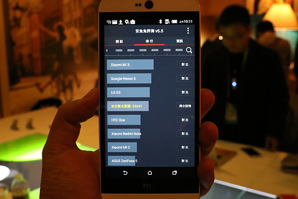 效能介於 LG G3 以及 HTC One(M7)間。