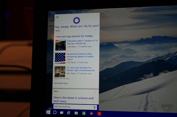 也可使用 Cortana 數位助理,圖片擷取自 The Verge 網站。