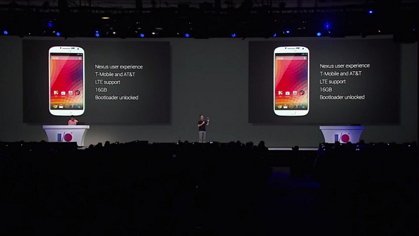 Google 在 2013 年 5 月 15 日的 Google I/O 大會上毫無預警的宣佈 GPE 版的 Samsung Galaxy S4。(圖片來源/Google)