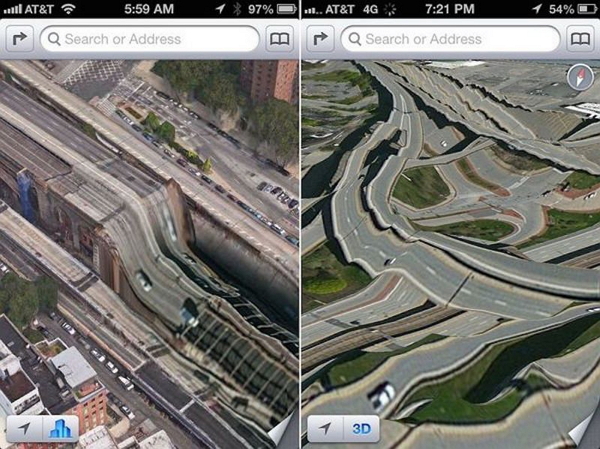 Apple內建的地圖app功能並不如Google的地圖。(圖片來源/Business Insider)