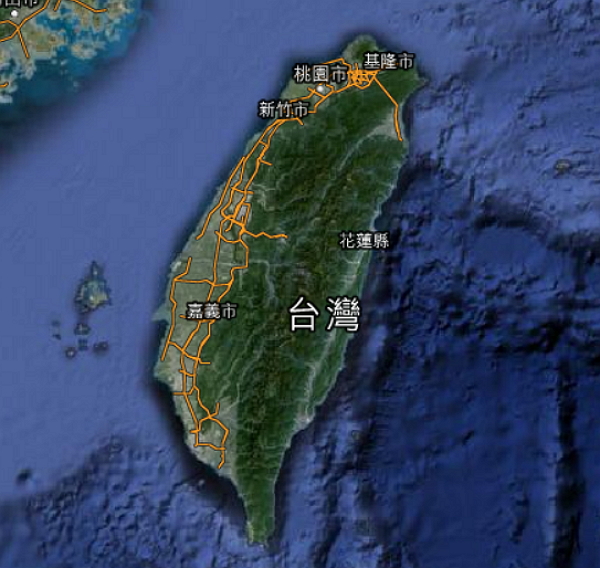 谷歌台灣衛星雲圖。(Google)
