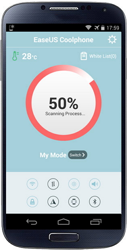 頁面中間有個大大的「Tap to Cool」按鈕,只要輕鬆一按就能夠停止令手機發熱的應用程式。(圖片來源/EaseUS app)