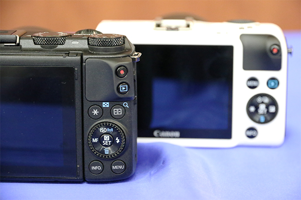 與上一代 EOS M2 比較:機身背面按鍵