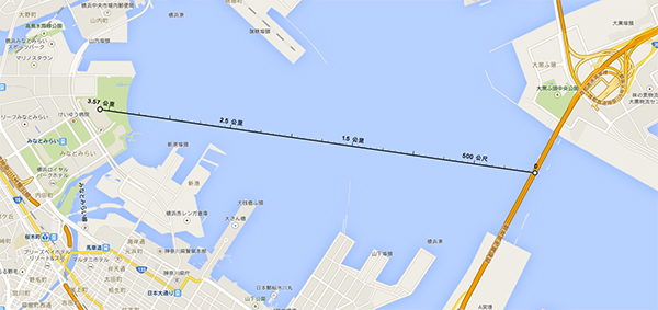 在 Google Map 上面測得的距離
