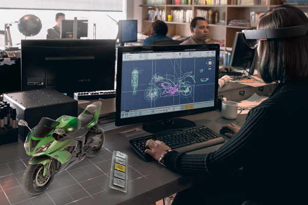 微軟發表的擴增實境眼鏡 HoloLens(法新社)