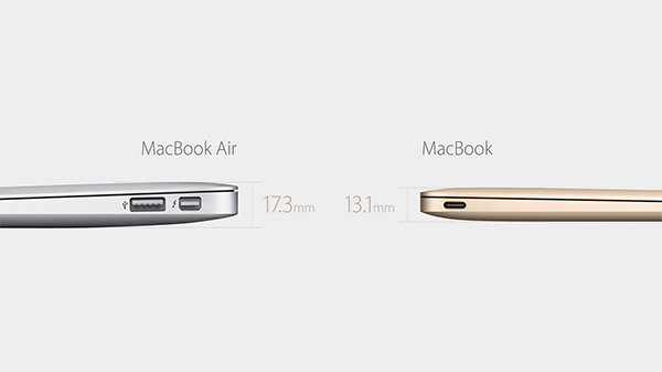 Macbook 右與左方 Macbook Air 做比較