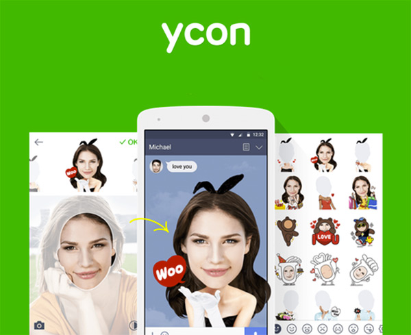 LINE 推出了可以自行製作個人貼圖的 ycon APP,畫面擷取自 LINE 官網