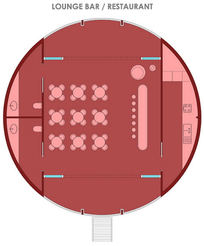 Lounger Bar 與餐廳的設計圖,設計團隊規劃了各種空間功能的平面圖,讓客戶找到符合他需求的綠色建築。(圖片來源/EcoFloLife)