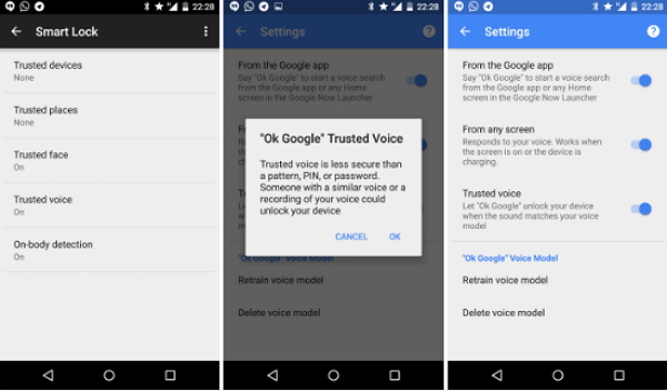 Android 5.0 的用戶可進入設定中的 Smart Lock 選項中,查看看自己是否能使用這功能。(圖片來源/Google)