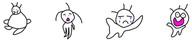 只能說用簡單的筆觸也是表達蠻多樣的情緒啦...(已放棄吐槽)（圖片來源／Line個人原創貼圖）