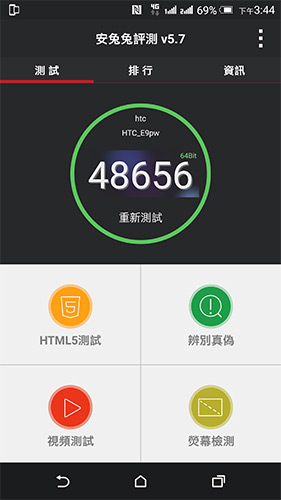  Antutu 的實測跑分成績跟 M9 差不多
