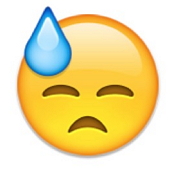 「流汗」表情可能因為地區的不同而有不同意義。(圖片來源/emoji)