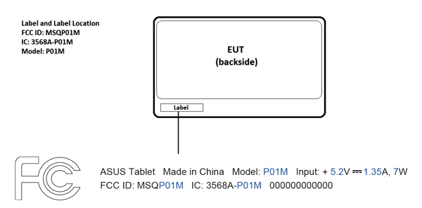 ZenPad 8通過美國聯邦通訊委員會(FCC)認證。(圖片來源/FCC)
