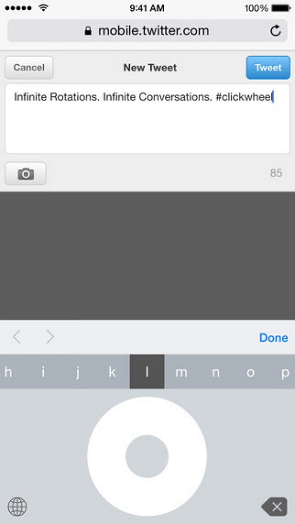 iPod Classic上經典的Click Wheel也能在iPhone上使用了!(圖片來源/Click Wheel Keyboard)