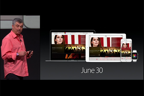 蘋果網路軟體暨服務資深副總裁 Eddy Cue 宣布 Apple Music 將在 6 月 30 日正式上線(圖片來源/擷取自 Apple 官網)