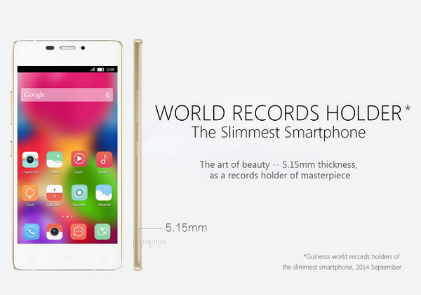 中國手機 Gionee Elife S5.1 曾創下最薄的智慧型手機紀錄,厚度僅 5.1mm。(圖片來源/Gionee)