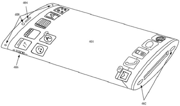 Apple去年出的專利申請中也有使用 OLED 技術的柔性顯示器材質設計。(圖片來源/USPTO)