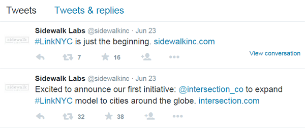 Sidewalk Labs 表示,目前此一計畫將先從紐約開始,今年秋天就會上路。(圖片來源/Twitter)