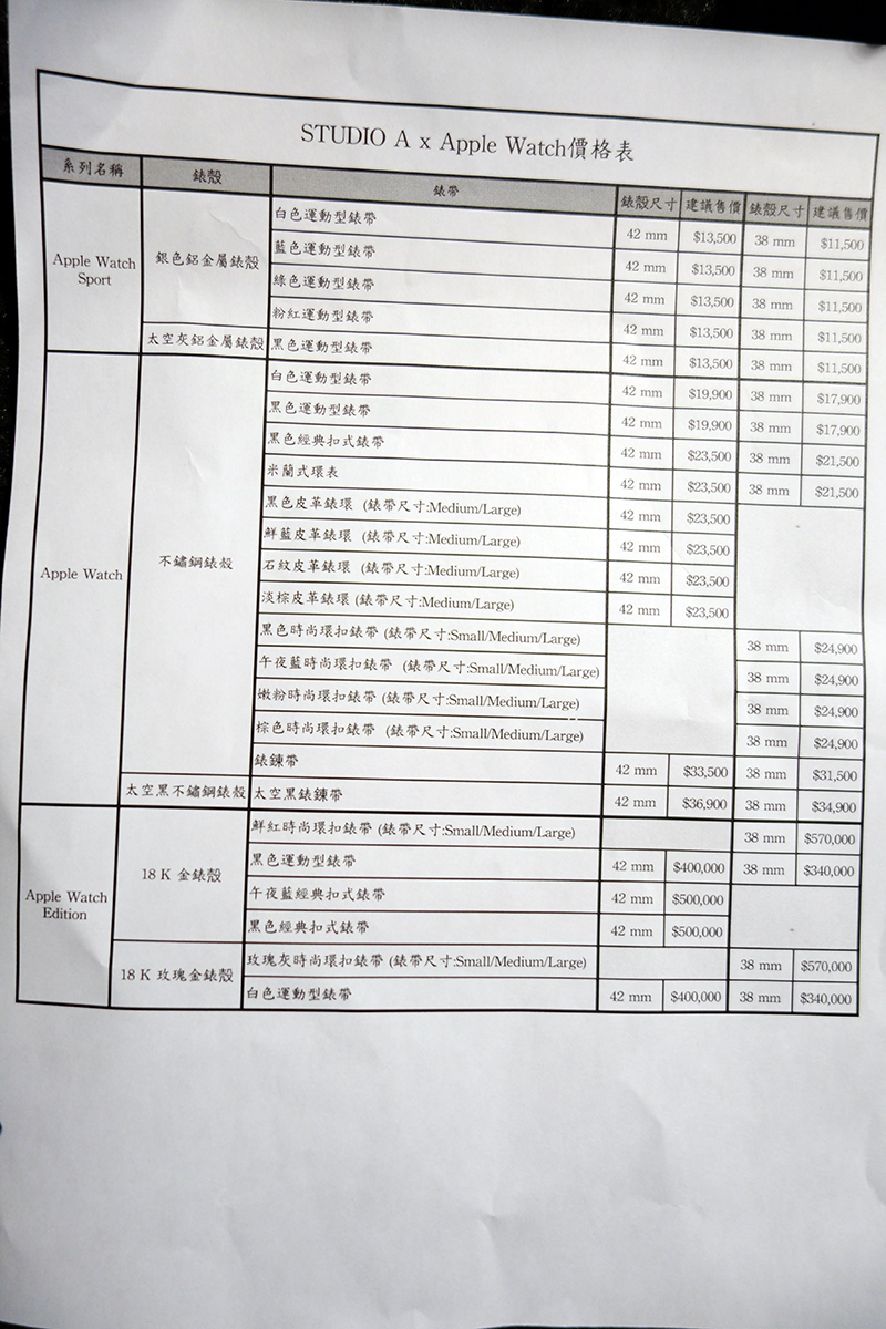 AppleWatch 的全版本售價