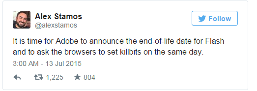 Stamos 在 Twitter 上發表了這項觀點（圖片來源／Stamos's Twiiter）