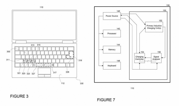 若未來 Google 真的能夠推出可以幫筆電、手機無線充電的 Chromebook,相信會相當受消費者歡迎。(圖片來源/USPTO)